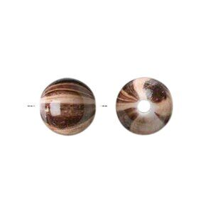 Vintage Y2K Abstract Pattern Round Brown Tan Pale Grey 12mm Acrylic Beads 10 pcs